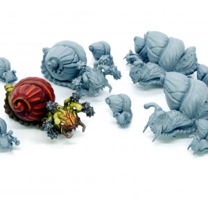 Giant snails and flail snail resin minis from Mystic Pigeon Gaming
